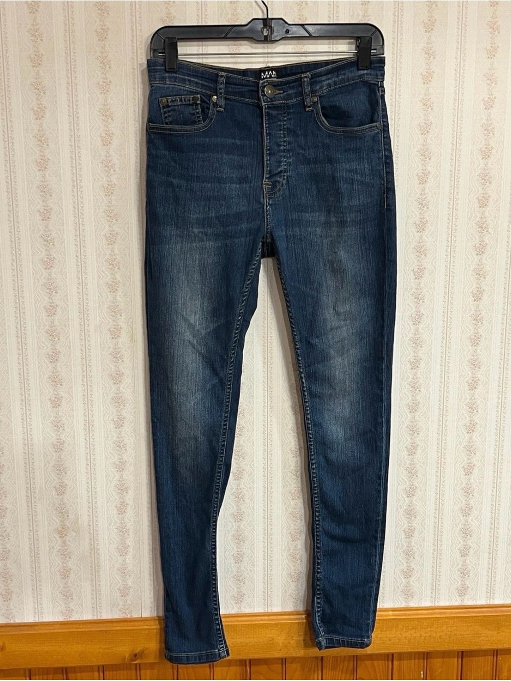 Boohoo Mens Skinny Jeans - Dark Blue Denim
